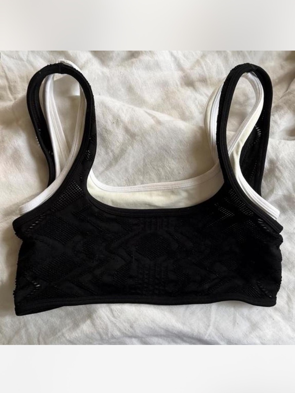 Free People Black and White Knit Bralette
